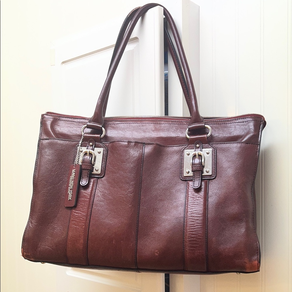 Marc New York Rich Brown Leather Briefcase